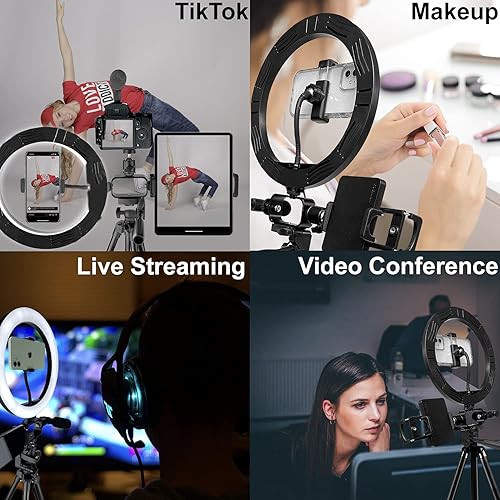 Miniatura 8 de Acuvar Kit de vlogging de luz LED Pro para iPhoneAndroid iPad Tablet y cámara con trípode de 50 pulgadas, soporte para teléfono y tableta, micrófono