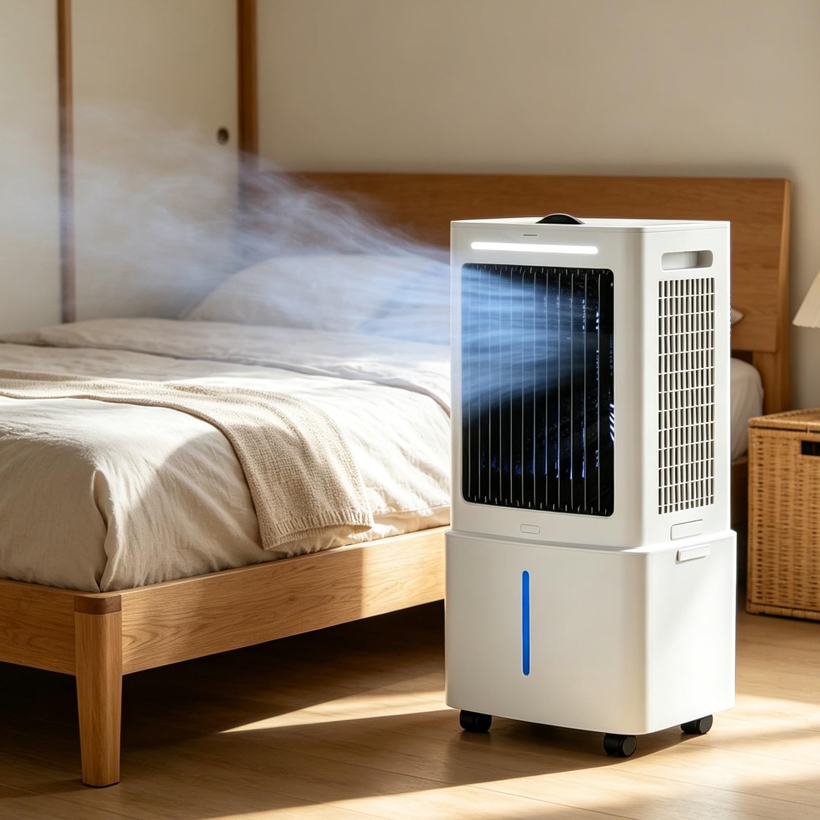 Lsoiup One Color Portable Evaporative Air Cooler, 25L Water Tank, Oscillating Fan Humidifier With Remote Control, 3 Speeds, 3 Modes, 12H Timer And 2 Ice Packs For Cooling Bedrooms, Home, Office