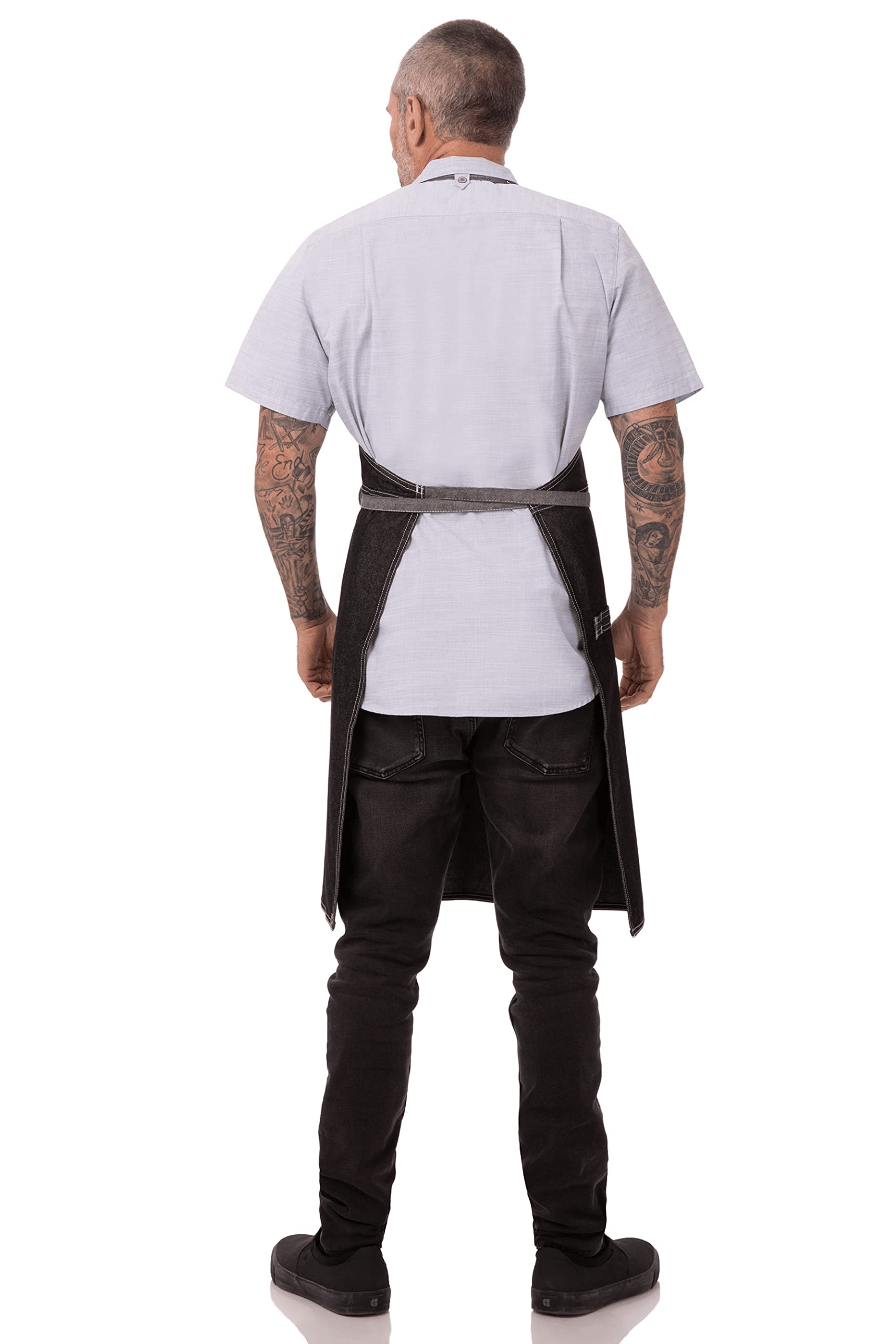 Chef Works Bronx Bib Apron Delantal con Peto, Negro, Talla única Unisex Adulto