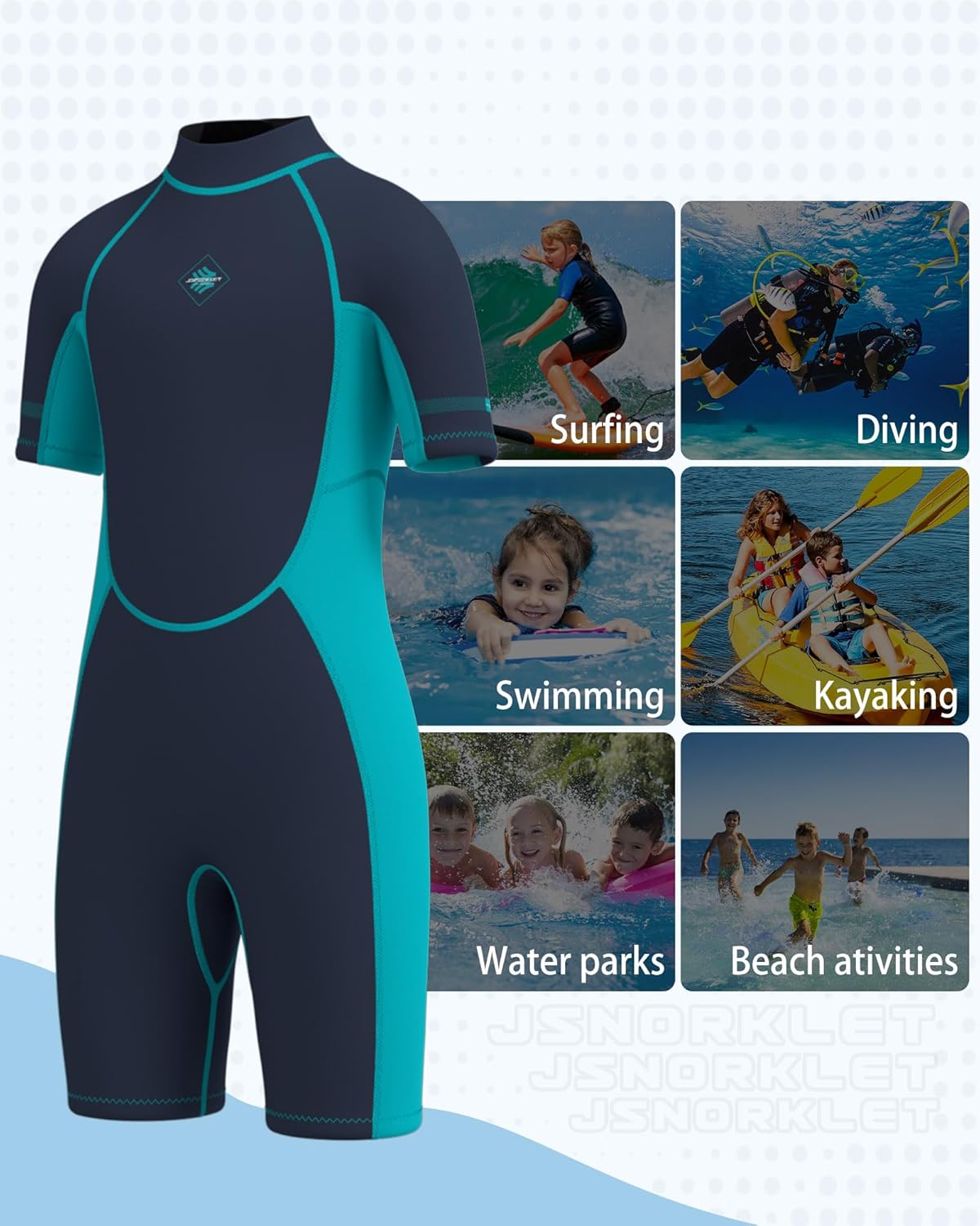 Kids Wetsuit for Boys Girls Toddlers, 3mm Back Zip Neoprene Keep Warm in Cold Water for Swimming Snorkeling Surfing Diving