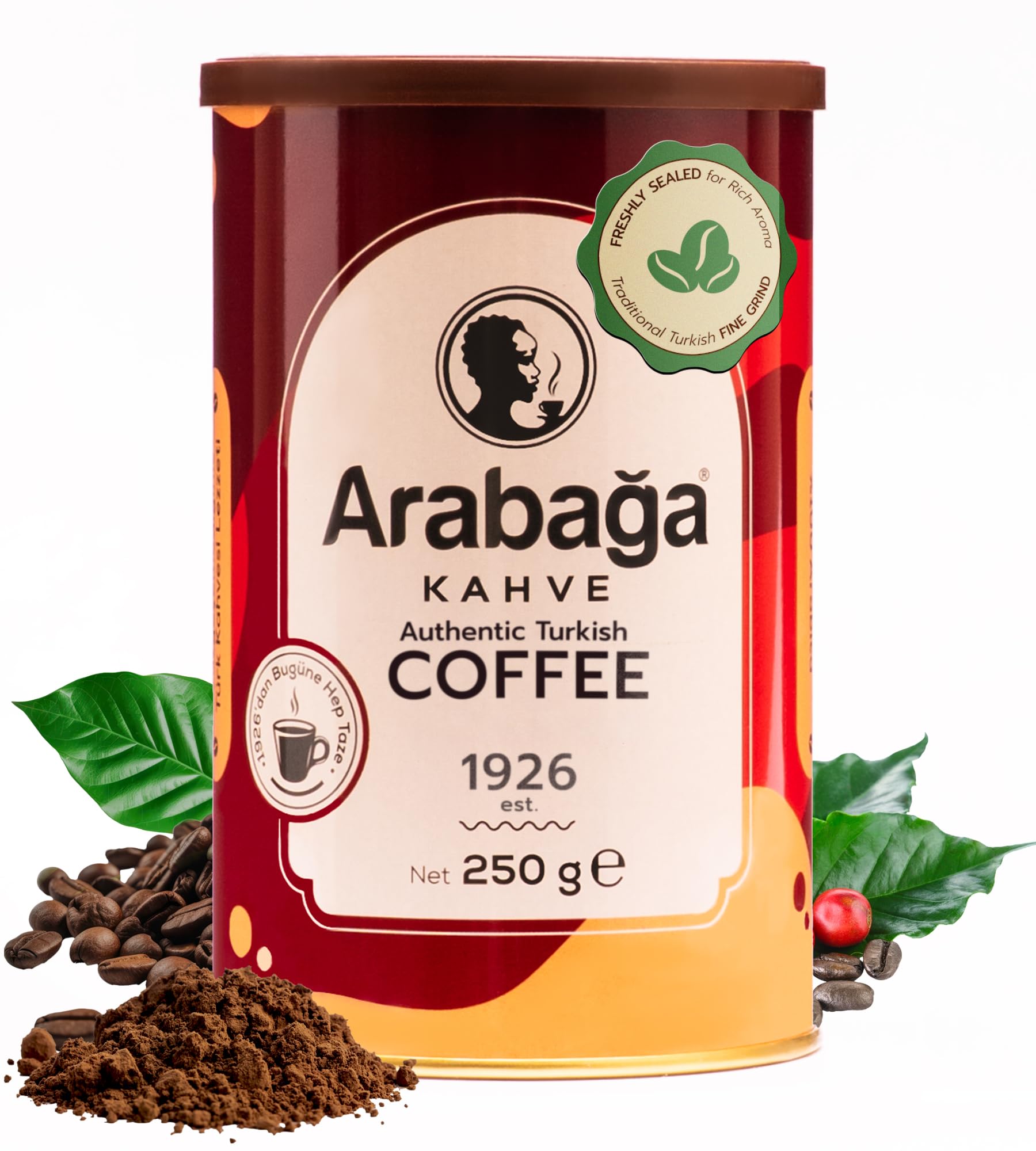 Café Turc Arabaga - Café Moulu Gourmet Torréfaction Moyenne,100 Ans de Tradition, Parfait pour les Amateurs de Café, 250g