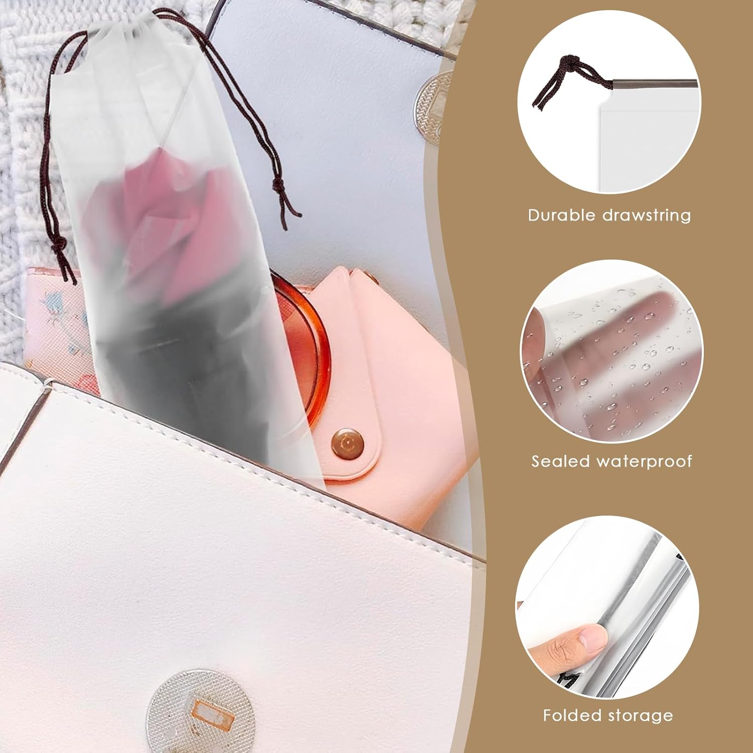 20 Pack Wet Umbrella Bags, Translucent Waterproof Folding Travel Umbrella Storage Bags, Reusable for Home Office Outdoor Storage - Image 2