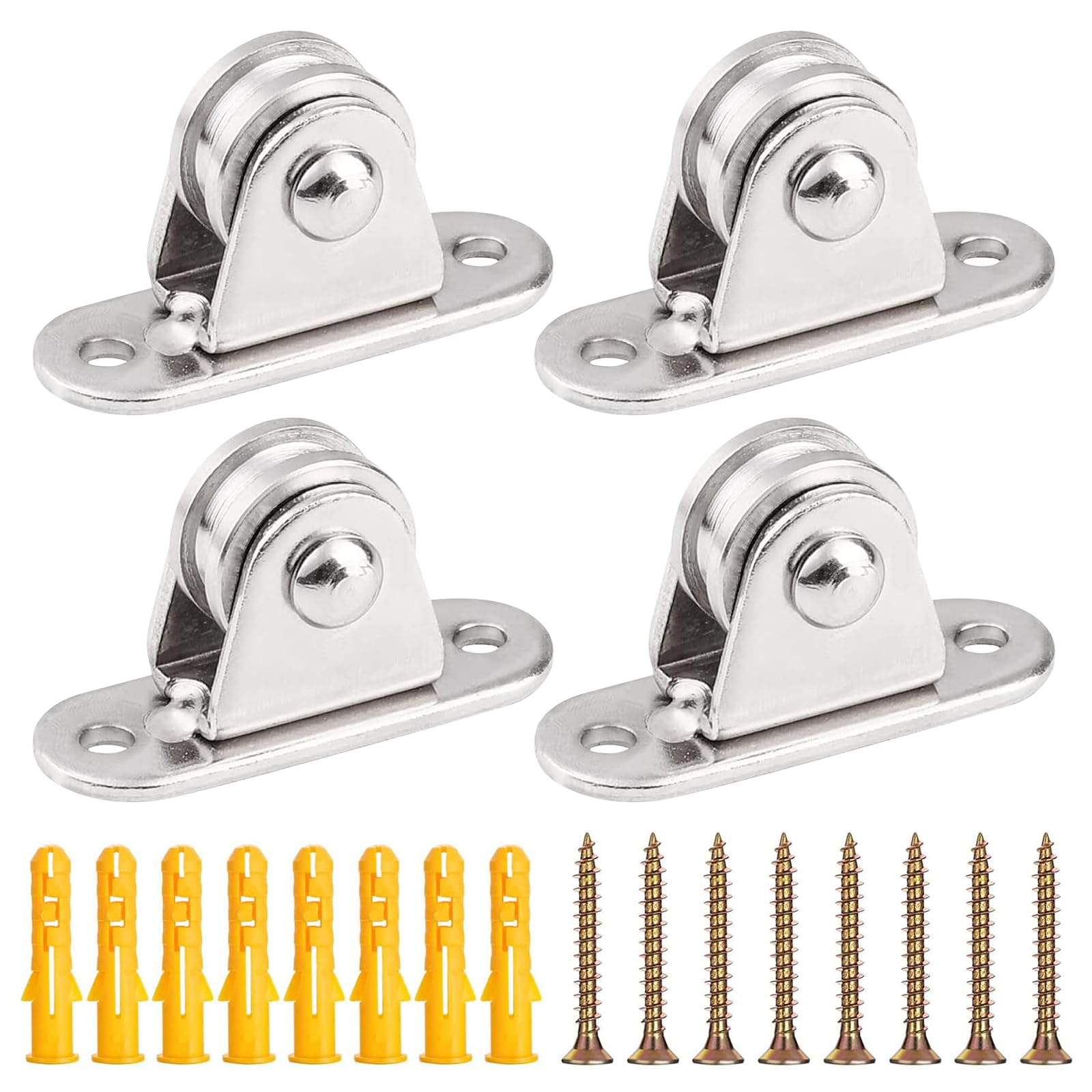 Umlenkrolle mit 2 Kugellager, 4 Umlenkrollen für Seile, Umlenkrolle Stahlseil, Seilrolle Edelstahl für Seile, Umlenkrolle Seilwind, Flaschenzug Klein für Drinnen und Draußen Terrasse Baldachin