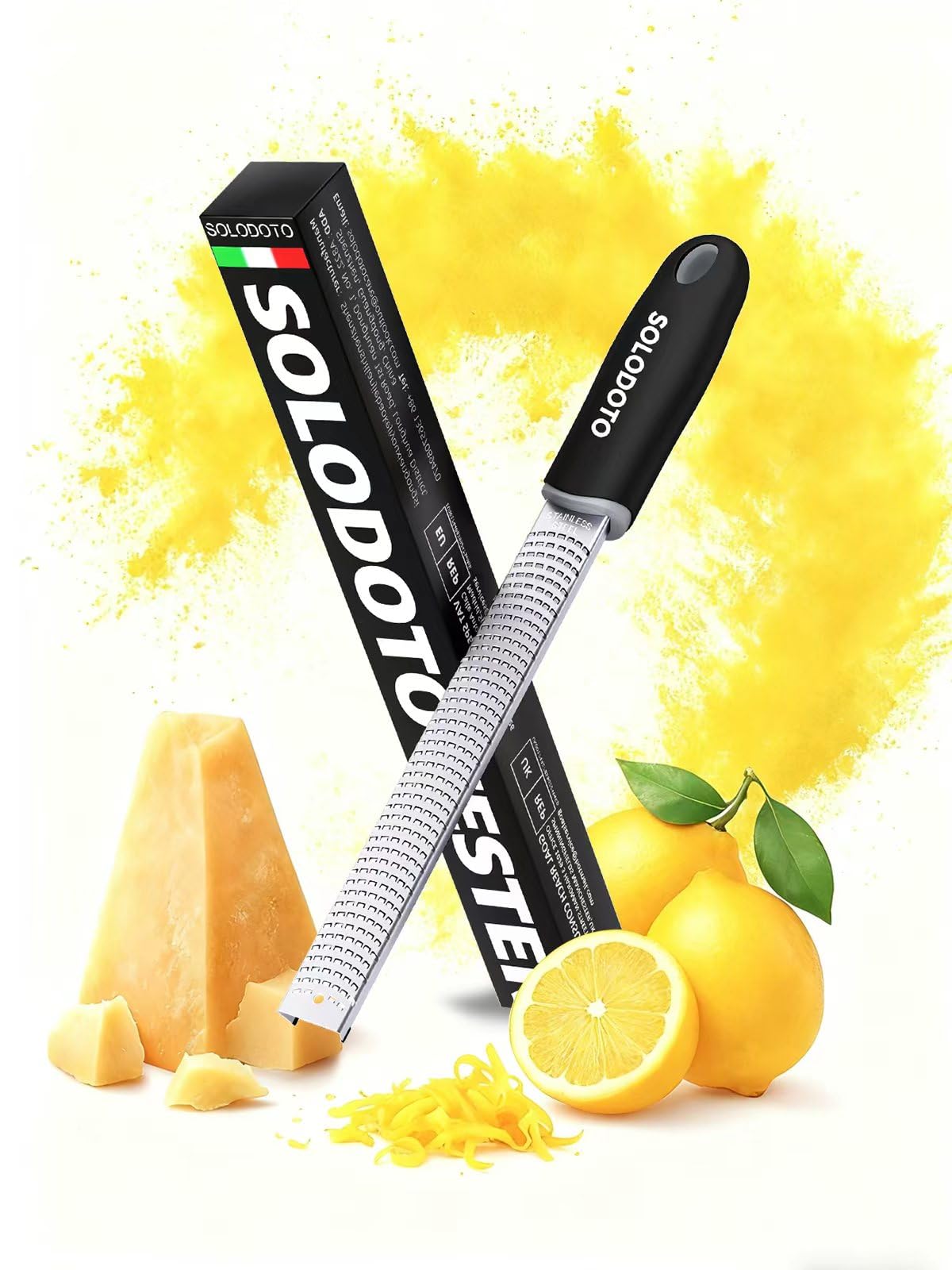 Michelin Chef Recommended: SOLODOTO Cheese Sharpener, Laser Grater, Ultra Sharp Grater, Snag-free Grater, Easy to Clean Zester Grater, Dishwasher Safe Grater, Stainless Steel Garlic Grater, Ginger : H
