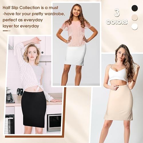 Miniatura 2 de 3 piezas de nailon antiestático medio deslizamiento para mujer, tacto sedoso, anti adherencia, por encima de la rodilla, medio deslizante, para