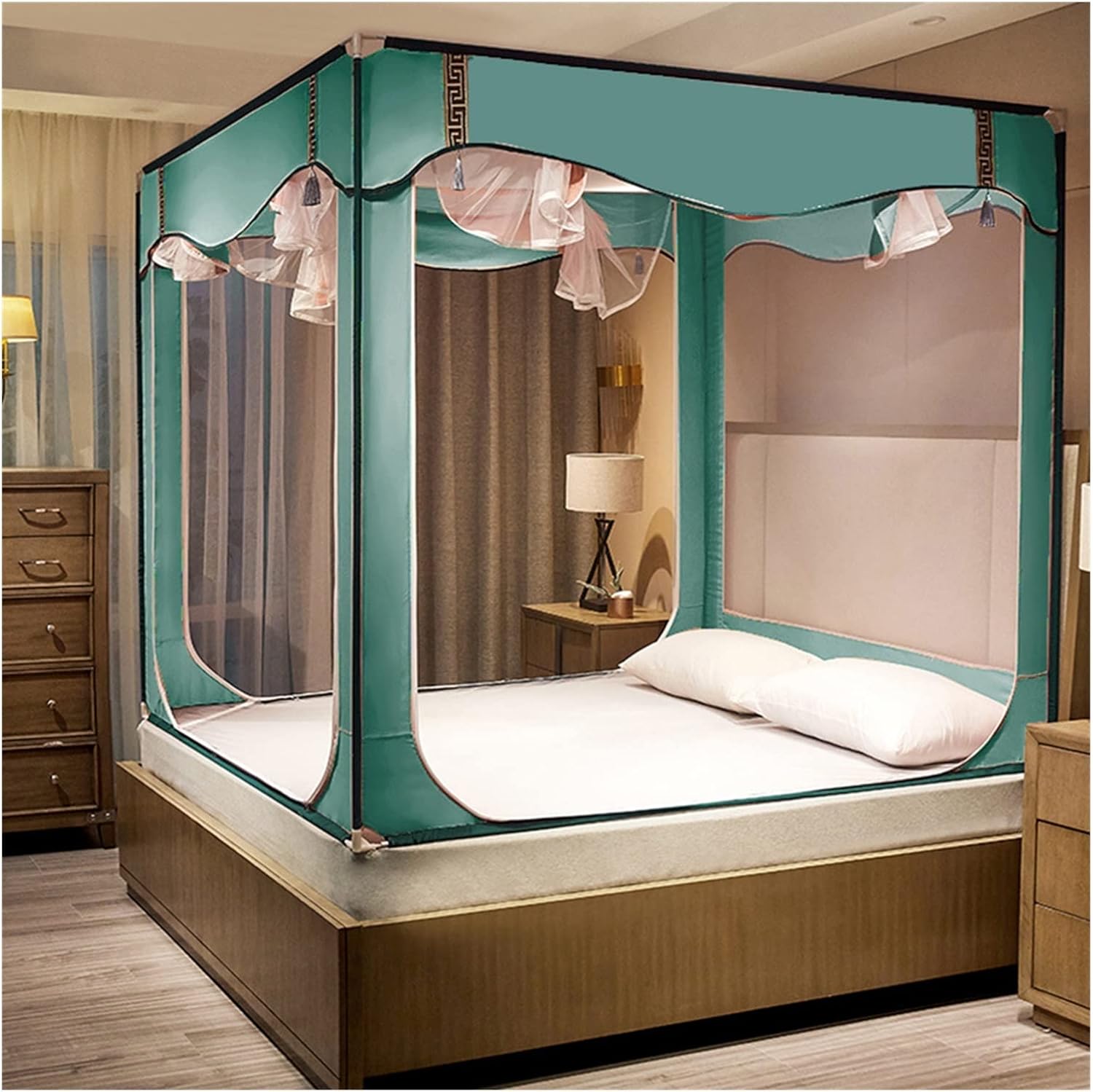 Mosquito Net Tent Canopy for Beds Self-Standing Tent for Camping w/Fully Enclosed Net Bottom Folding Portable Design for Adults Trip (Color : Sky blue, Size : 150 * 200cm)