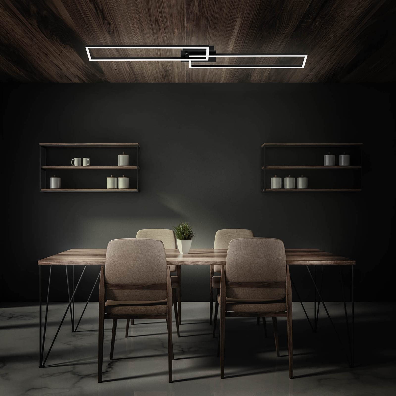 BRILONER - LED Deckenlampe mit Fernbedienung, dimmbar, einstellbar von warmweiß bis neutralweiß, LED Lampe, Deckenleuchte, Wohnzimmerlampe, Schlafzimmerlampe, Küchenlampe, 110x24,8x7,8 cm, Schwarz