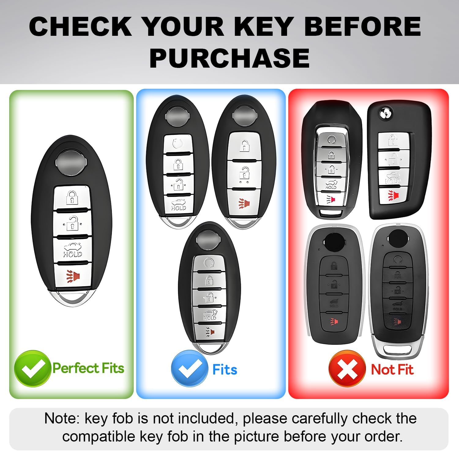 ACEBOY Key Fob Cover for Nissan, Soft TPU Case with Keychain for Nissan Altima Maxima Rogue Armada Sentra Pathfinder Full Protection Smart Key Case Shell (Black/Pink,4 Buttons) image 2