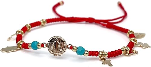 Miniatura 3 de St Benedict Medal Adjustable Bracelet for Women Red String Pulsera San Benito