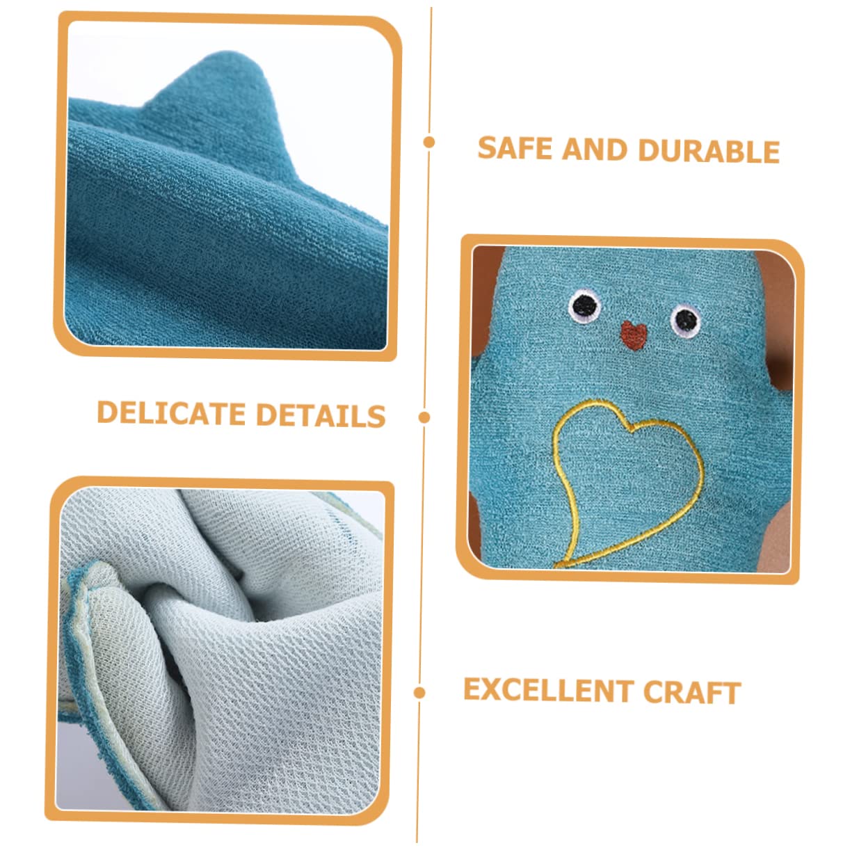 Lot De 4 Gants De Toilette Bébé Doux à Motifs Animaux - Pour Le Bain Et La Douche, 20x16 Cm