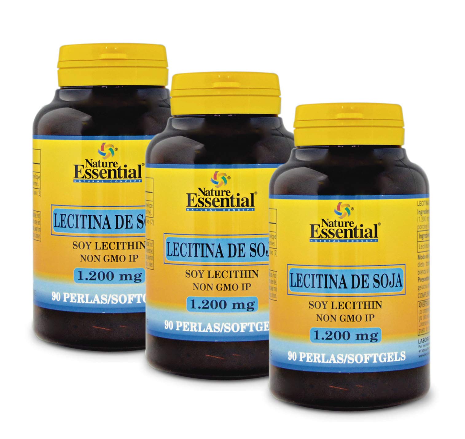 Nature Essential | Lecitina de Soja 1200 mg | 3 Unidades | 150 Perlas | Fortalece el Sistema Cardiovascular | Ayuda en la Digestión de las Grasas | Rico en Fosfolípidos | Hepatoprotector | No-GMO