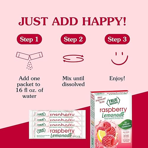 Miniatura 92 de True Lemon - Mezcla de bebida original de limonada Hecho de limón real Sin conservantes, sin edulcorantes artificiales, sin gluten Paquetes