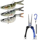 TRUSCEND Fishing Lures for Freshwater and Saltwater&comma; Lifelike Swimbait for Bass Trout Crappie&comma; Lockable Handy Fishing Pliers with Innovative Ergonomic Handle&comma; Must-Have for Family Fishing Gear