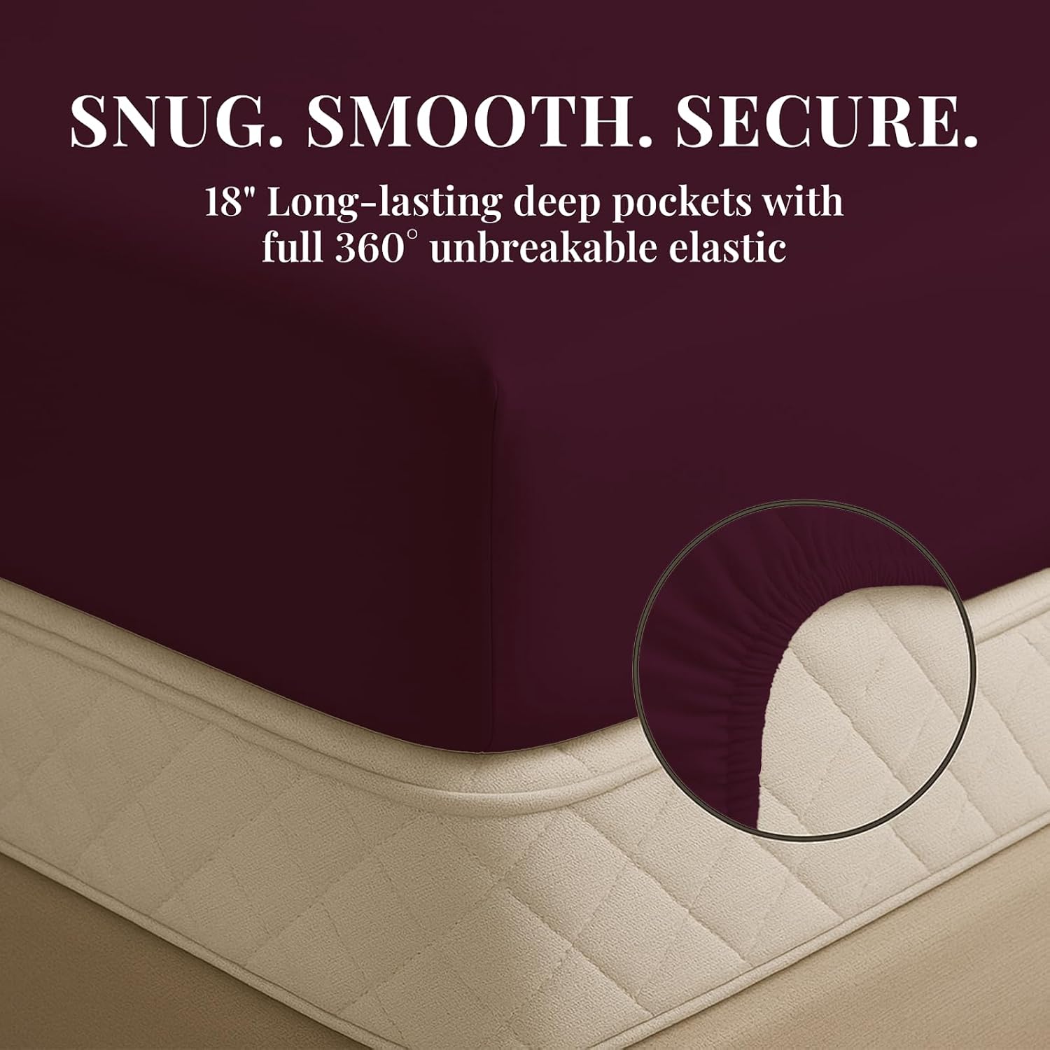 Sacred Thread Rayon Derived from Bamboo Sheets King Size, 18'' Deep Pocket Cooling Sheets for Hot Sleepers, 6 PC Cooling Sheets, King Size (Eggplant)