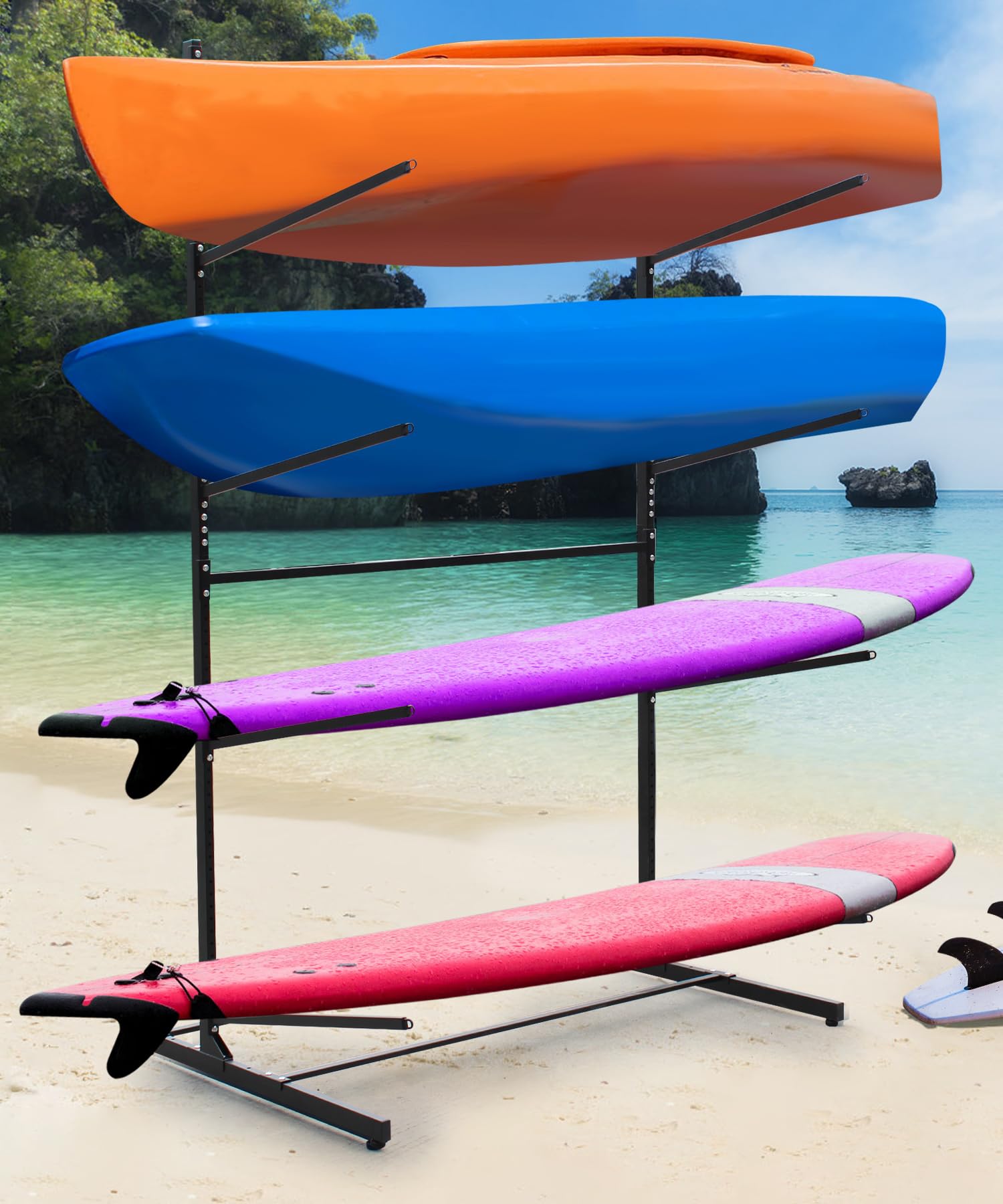 Snapklik.com : Kayak Storage Rack 4 Level, Heavy Duty Adjustable Kayak ...