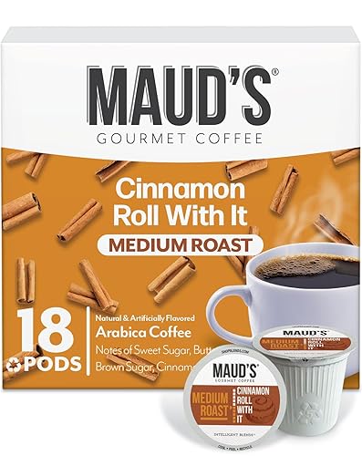 Maud's Cápsulas de café con sabor a rollo de canela, 18 unidades Rollo de canela con sabor Café de tostado medio 100% arábica Cápsulas