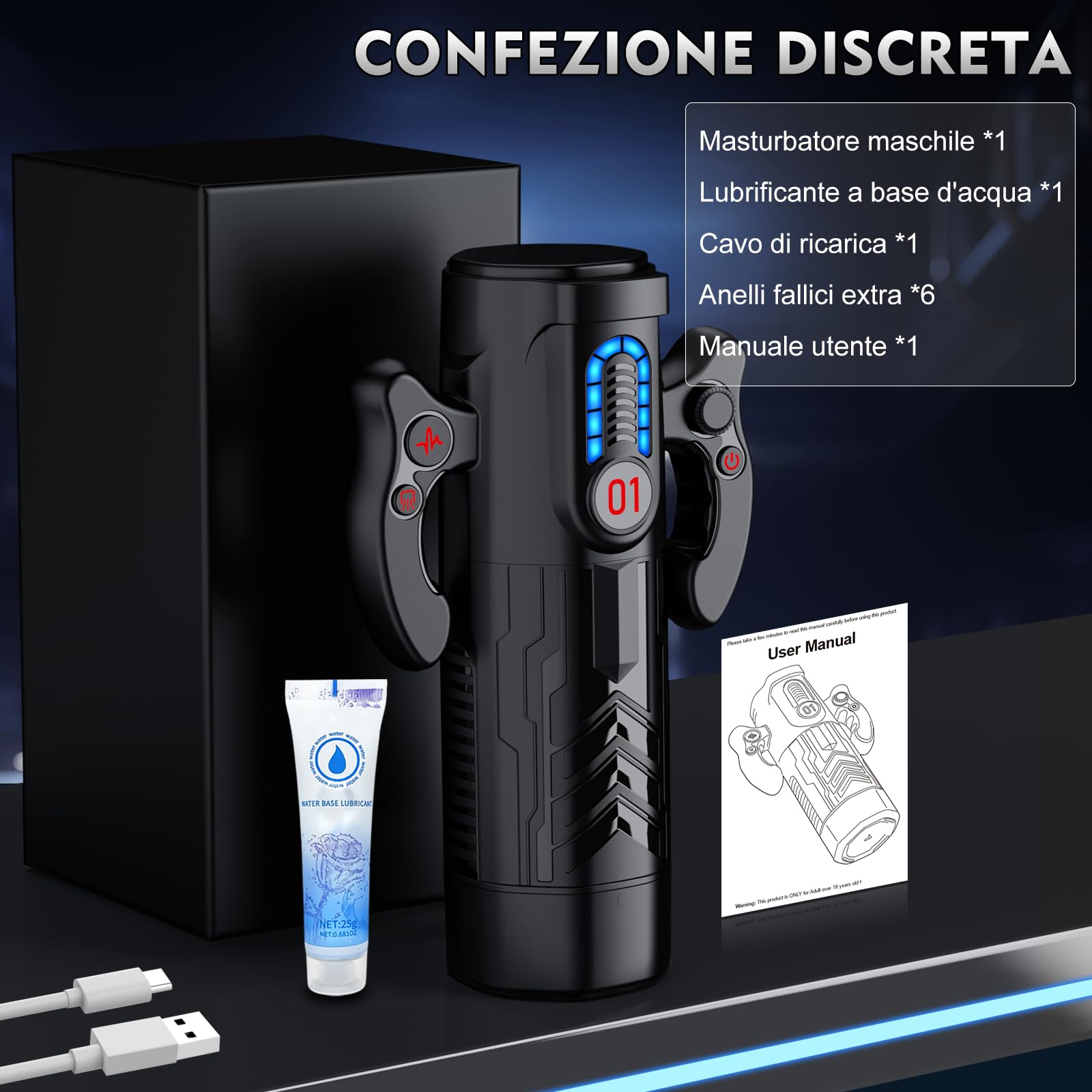 Masturbatore Maschile Automatico Sex Toys Uomo - Masturvatore per Uomo con Vagina Finta e Modalità di Spinta, Suzione e Vibrazione Masturbtore per Pene Sexy Toys Sessuali per Uomini con 6 Anello Pene