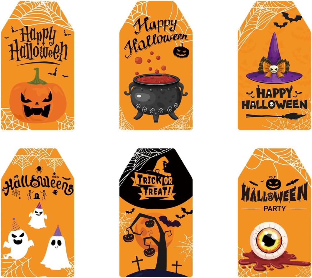 60 Pack Halloween Hanging Tags Paper Tags Halloween Pumpkin Tags with 40ft Cotton Strings for Halloween Theme Hanging Decor Halloween Party Candy Bag Gift Wrap Supplies image 5
