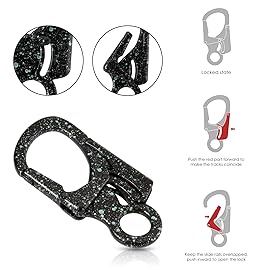 Ahiller Carabiner Clip, Double Anti-Misopening Locking Design, 3 Zinc Alloy Heavy Keychain for Outdoor Camping Hiking, Key Ring Clip (Black Green-1P)