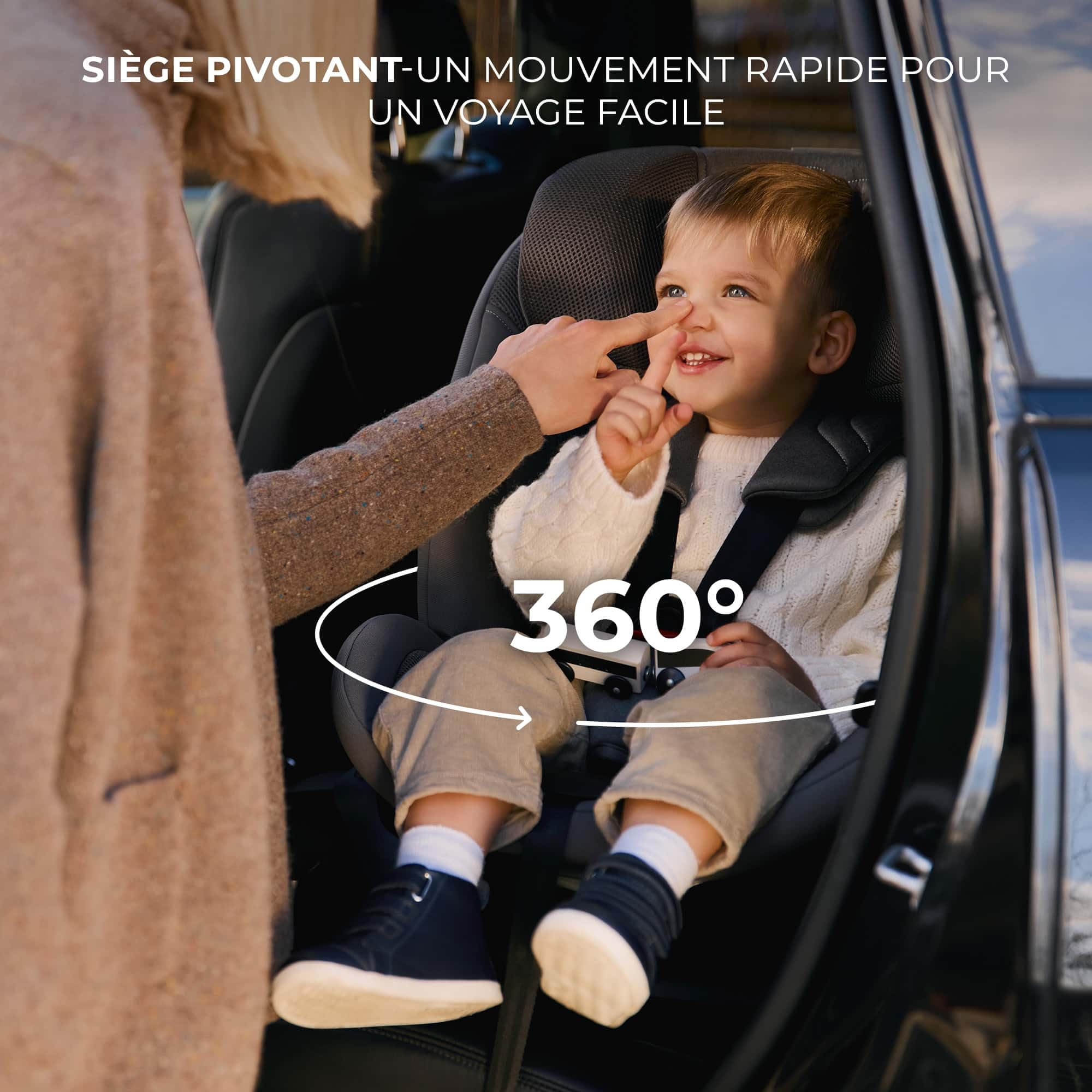 Kinderkraft XRIDER2 I-SIZE 40-125 cm, Siège auto bébé 0 à 25 kg évolutif, 0-7 ans, Isofix 360° pivotant, FWF, RWF, Protections latérales, Harnais Internes à 5 Points, Noir