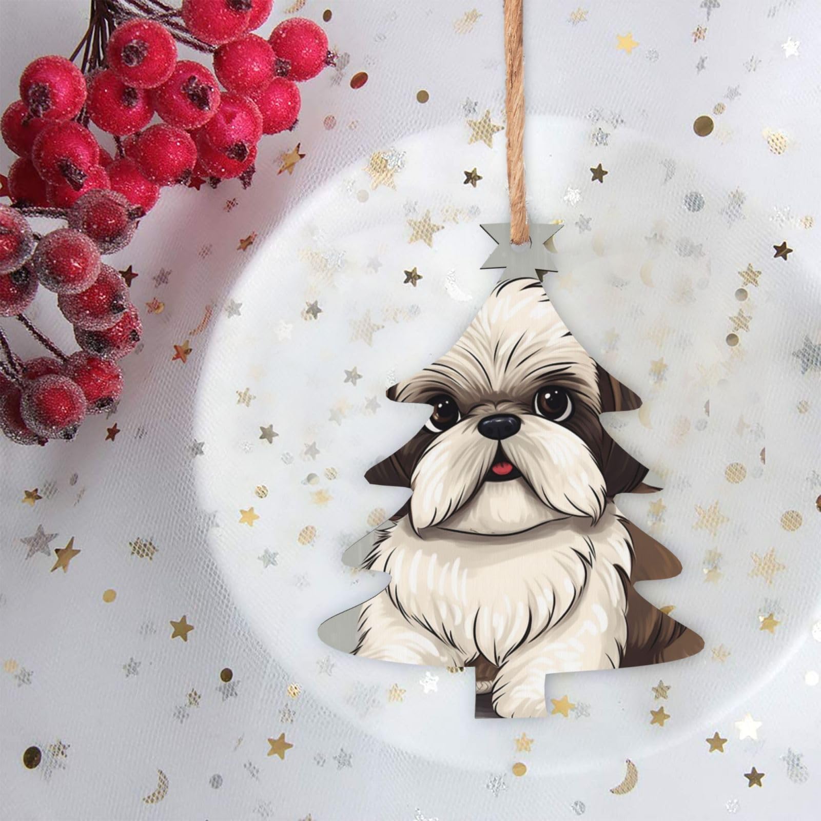 Amazon.co.jp: シーズー犬 クリスマス 木製オーナメント クリスマス