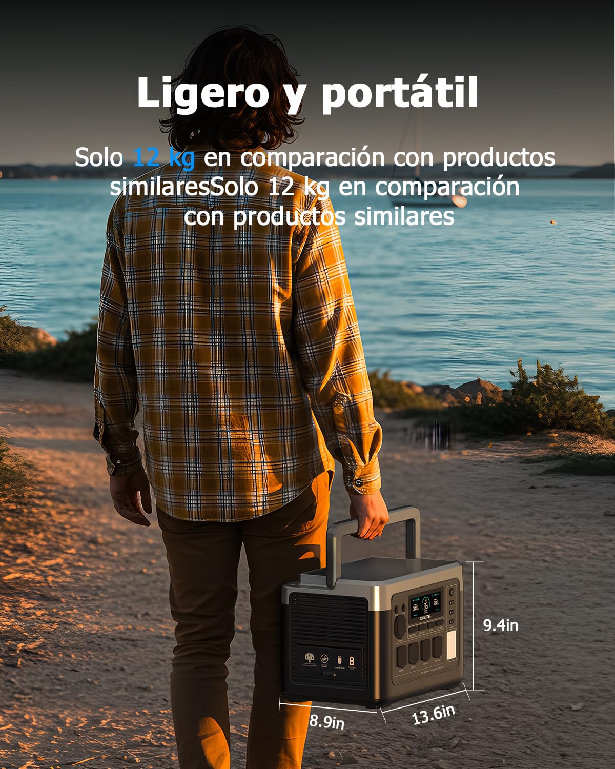 OUKITEL P1000 Plus Generador Solar, 1024Wh LFP Batería Respaldo, 4 Tomas CA 1800W (3600W Pico), 25% Más Pequeño, Energía para Acampar, Cortes, UPS Backup