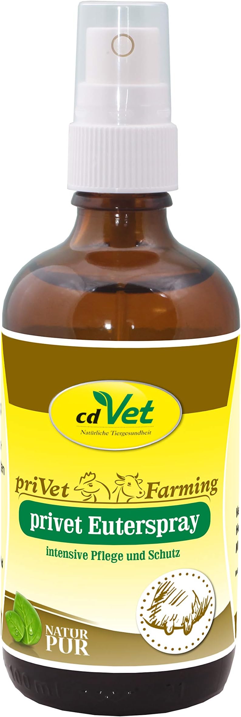 cdVet naturprodukte priVet LactoMint Euter Spray-Gel 100 ml - Farm animals - care product - suppleness of the udder + teats - cooling effect - intensive care - no inhibitors + dirt adhesion -