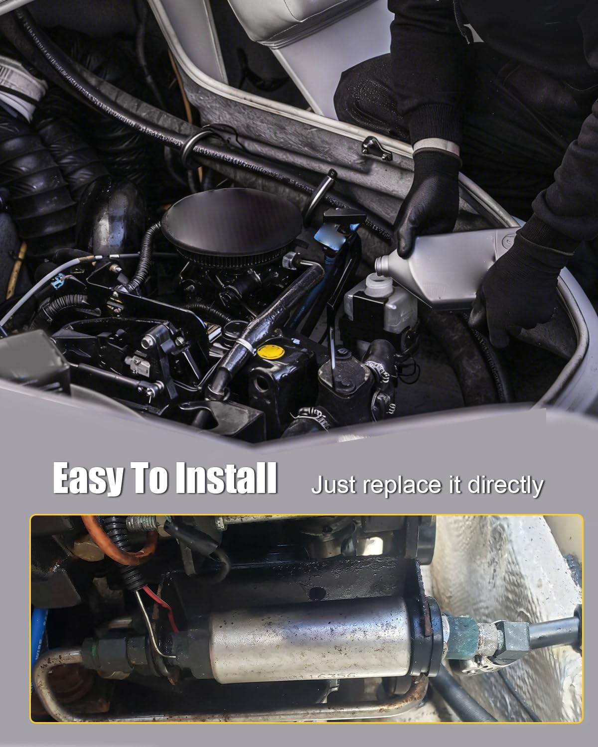 Dual High and Low Lift Pressure Fuel Pump Fit for Mercury Marine Mercruiser 305 350 377 496 5.0L 5.7L 6.2L 8.1L Engines, Replace 866170A01 866169T01