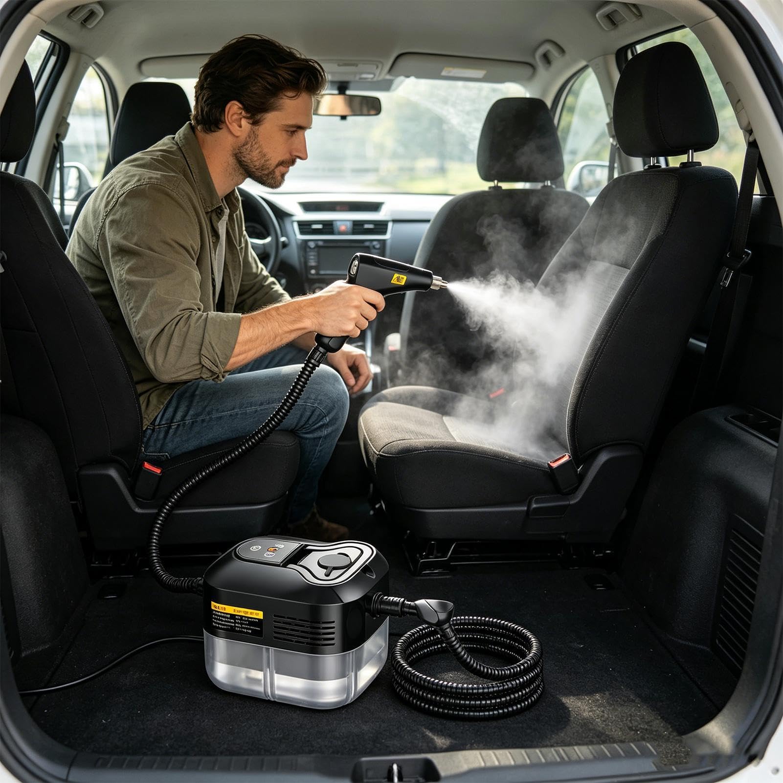 Limpiador A Vapor - 2500 W, Potente, Alta Herramienta Sostenibile | Limpiador A Vapor Para Toda La Limpieza Del Hogar,Para Azulejos Juntas Suelo Ventanas Tapicería Sofá Alfombra Detallado De Coches
