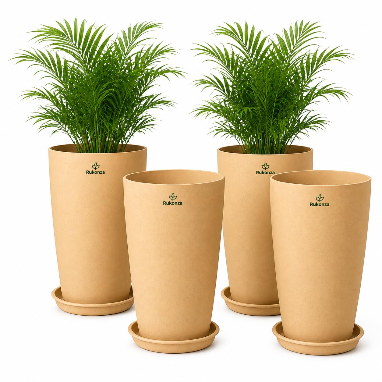 Rukonza 18 Inch Tall Big Size Planters (Pack of 4 Pot, 4 Plate) | Pack of 1 Pot & Plate, Indoor & Outdoor Use, Home & Garden Decor, Living Room Suitable, Big Size Flower Pot-image-45