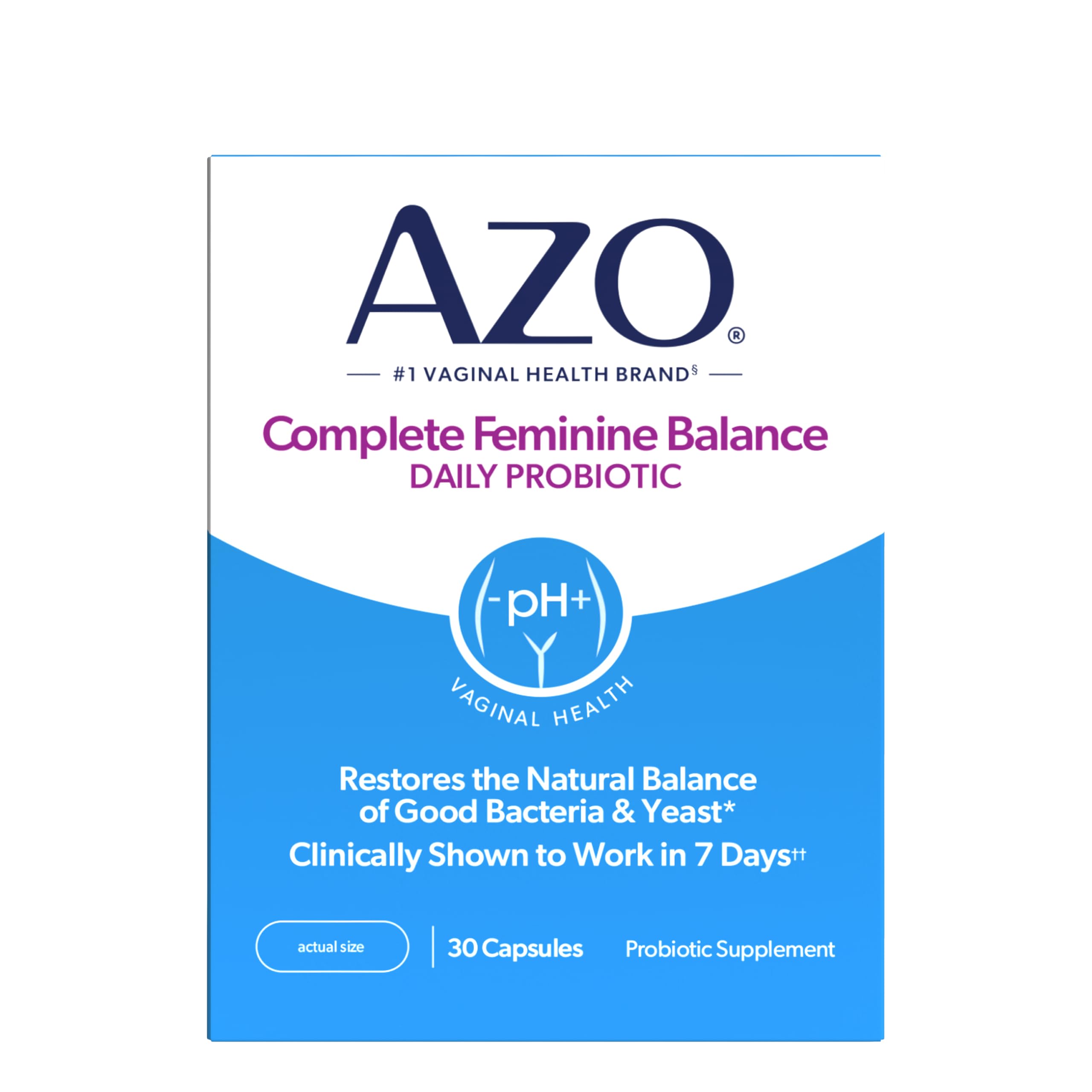 AZO Complete Feminine Balance Daily Probiotics for Women - 30 Count - Clinically Proven to Help Protect Vaginal Health - Clinically Shown to Work in 7 Days*