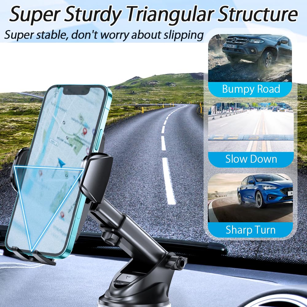 MOSOTECH Porta Cellulare Auto, Supporto Telefono per Ventosa con 360° Rotazione e Estensibile, Portacellulare per Auto Universale per Cruscotto/Parabrezza