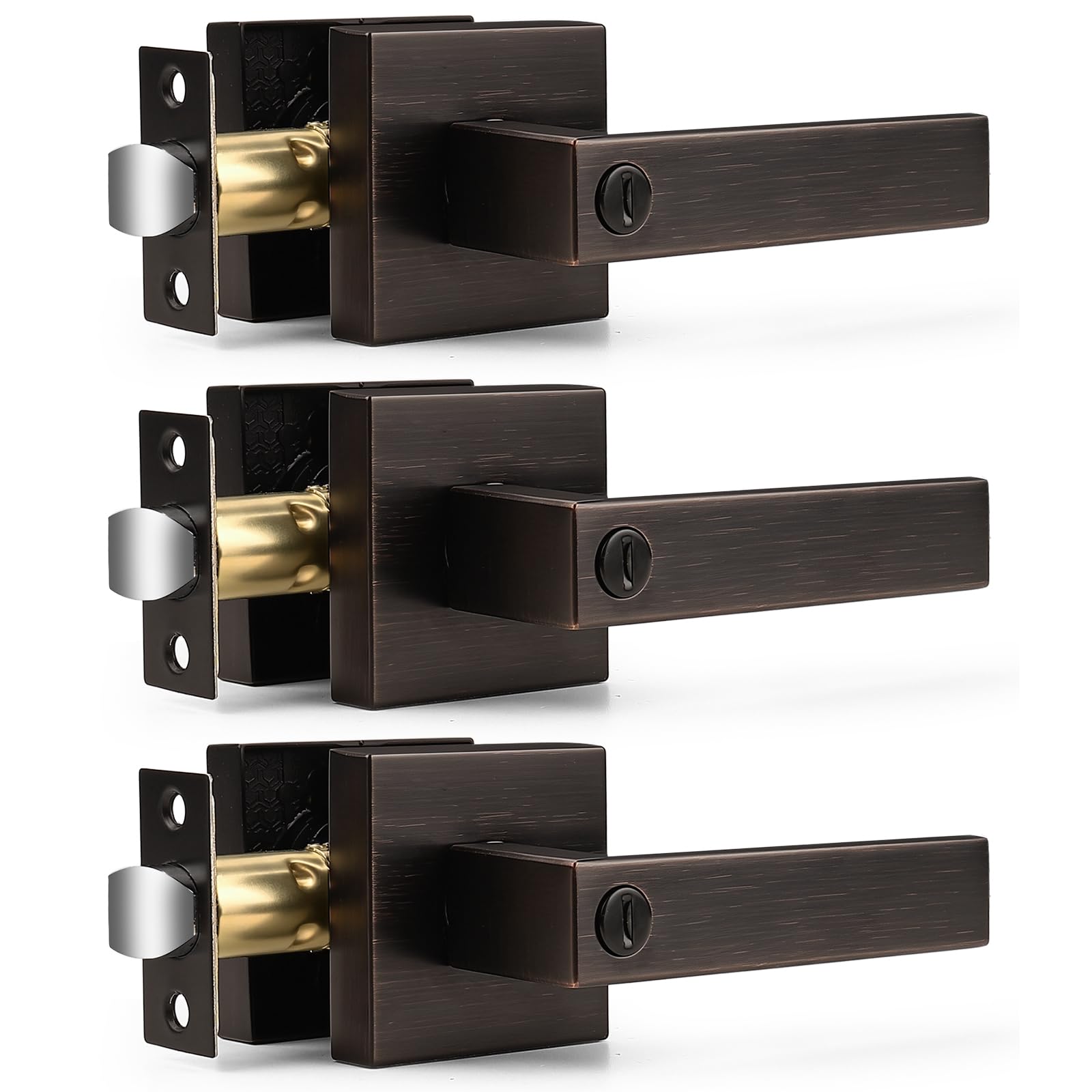 Probrico Brushed Nickel Door Handles with Lock - 3 Pack -10