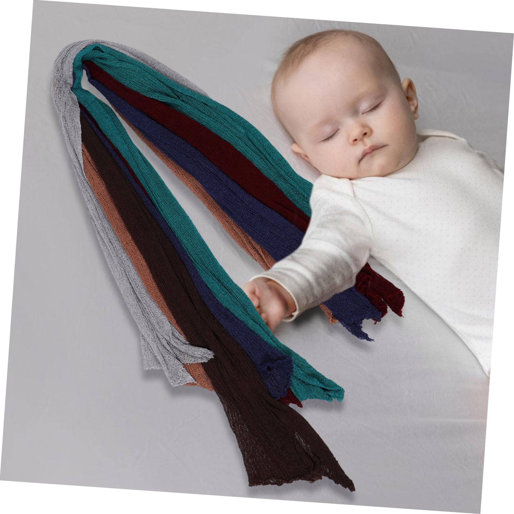 ibasenice 6 Stück Neugeborenen Puckset für Babyfotoshootings | Dehnbare Wickeltücher, Unisex für Jungen und Mädchen, aus Acrylfaser, als Fotozubehör