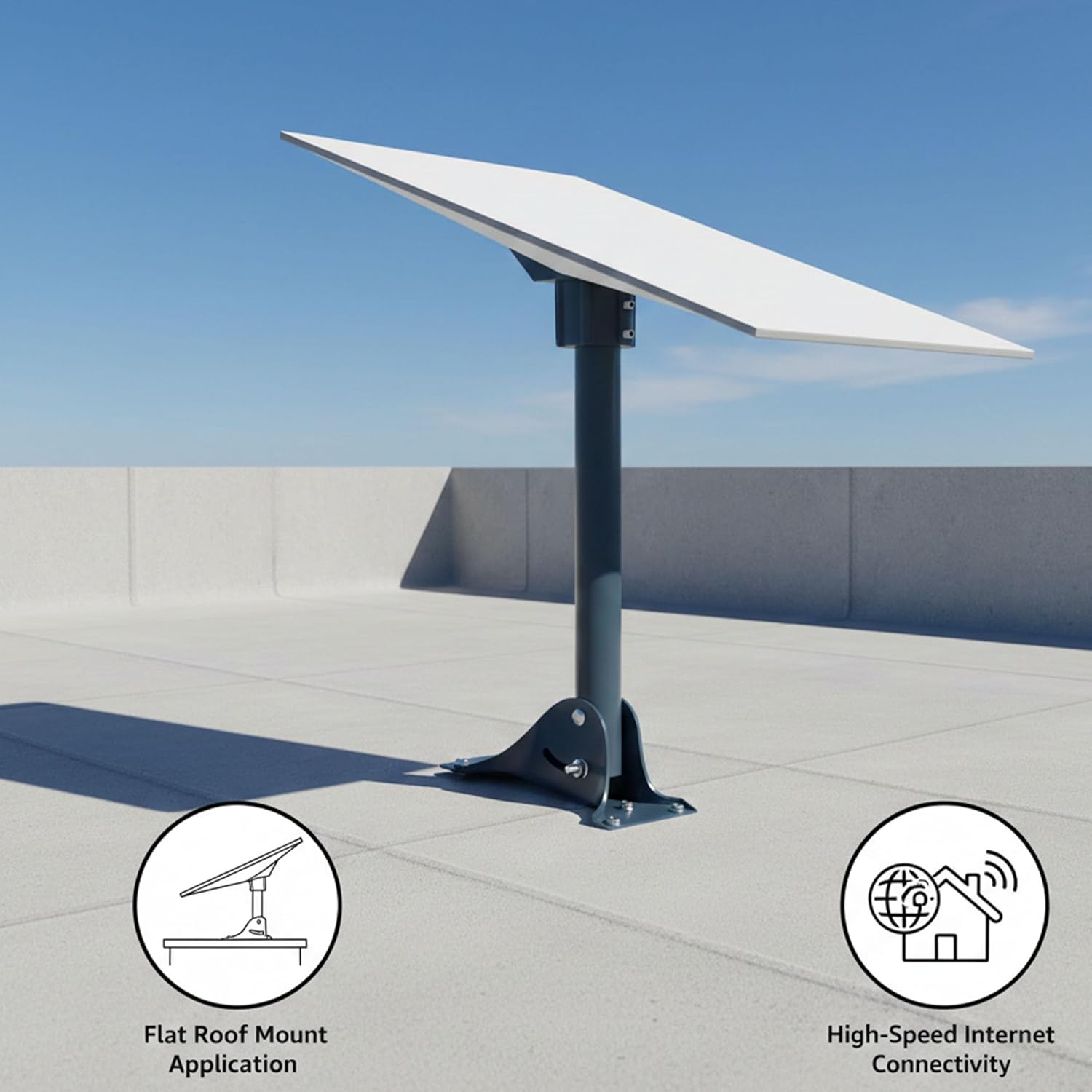 Roof Mount Gen 3 for Starlink, Heavy Duty Mounting Kit with Pipe Adapter for Starlink Internet Satellite V4 Standard Dish for Roof/Wall Mount