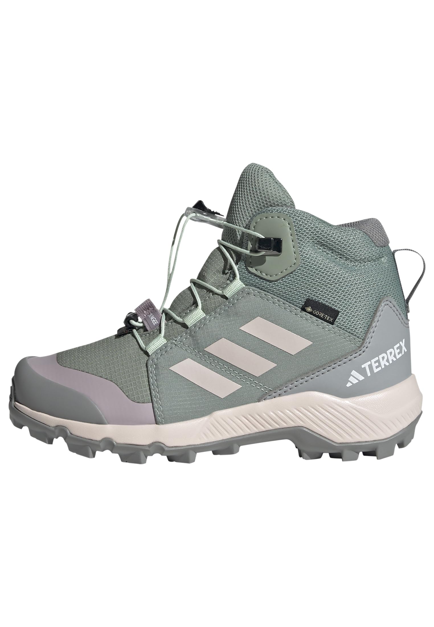 adidas Unisex Kinder Terrex Mid Gore-TEX Hiking Shoes Kids, Silver Green/Putty Mauve/preloved fig, 38 EU