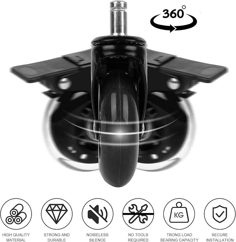 YAOBLUESEA Irodai Szék Görgők 5db - 11x22mm Univerzális Csendes Padlóvédő Kerekek 75mm - Parketta, Laminált Padló Kompatibilis Forgószék Alk