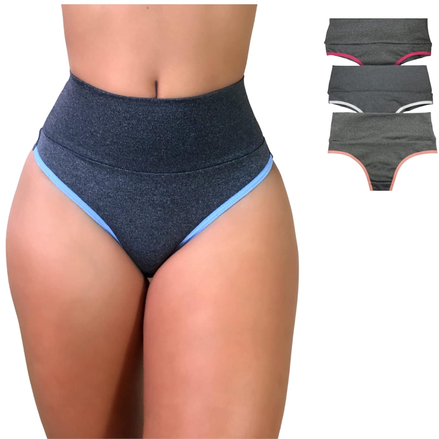 Kit 3 Calcinhas Modeladoras Cós Alto – Compressão para Barriga Cintura Alta, Sem Costura, Forro 100% Algodão -VIÉRE