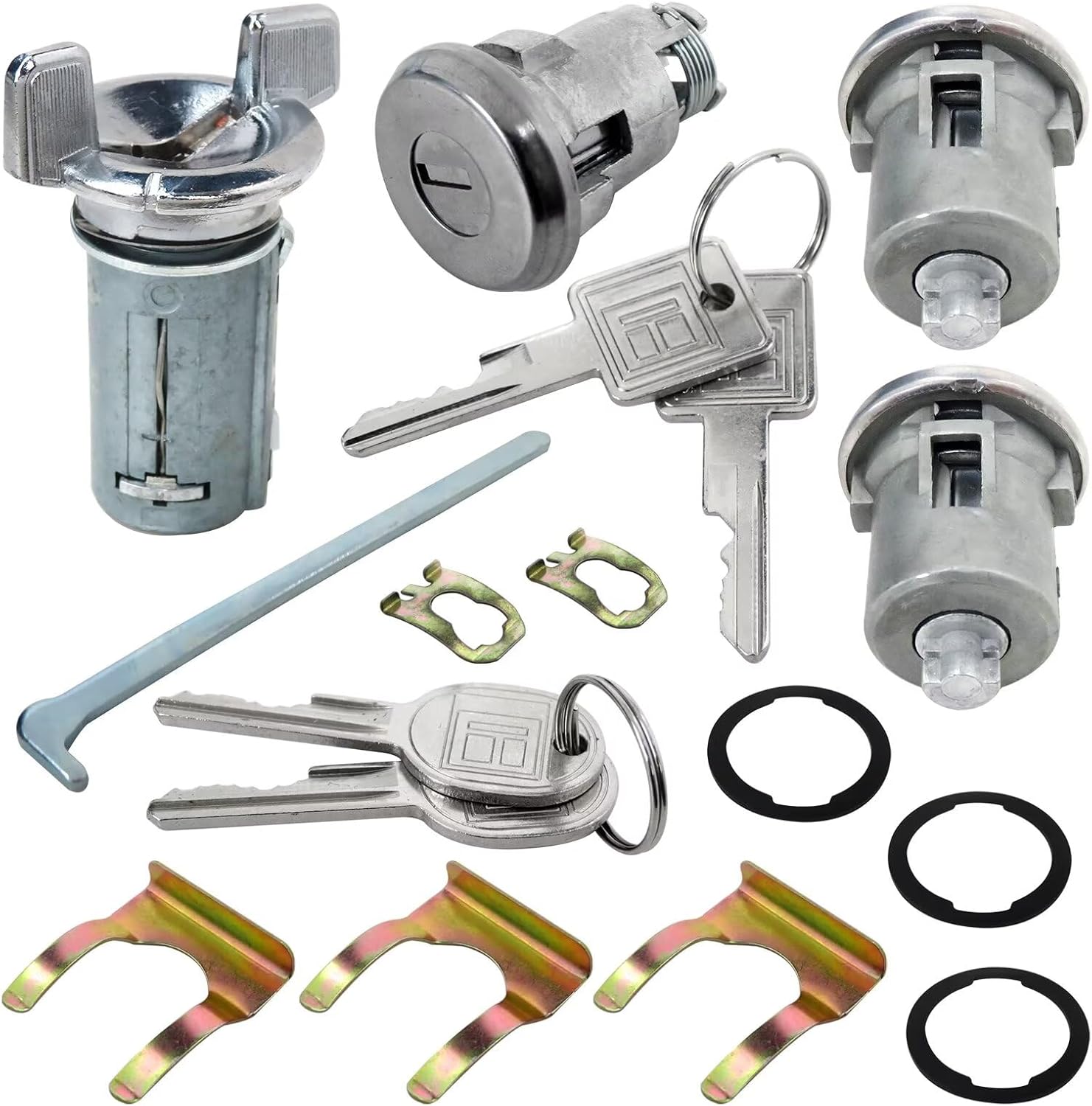 Upgraded #607893#608307#605533 Ignition/Doors/Trunk Lock Cylinder w/Keys Kit Fit for Buick LeSabre Custom Sedan 4-Door 5.7L 350Cu. In. V8 GAS OHV Naturally Aspirated 1973 1978 by Vicue