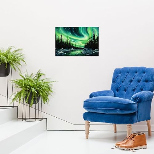 Miniatura 3 de CCWACPP Lienzo decorativo para pared, diseño de auroras boreales, impresiones de naturaleza, paisaje, nieve, montaña, decoración para sala de estar,