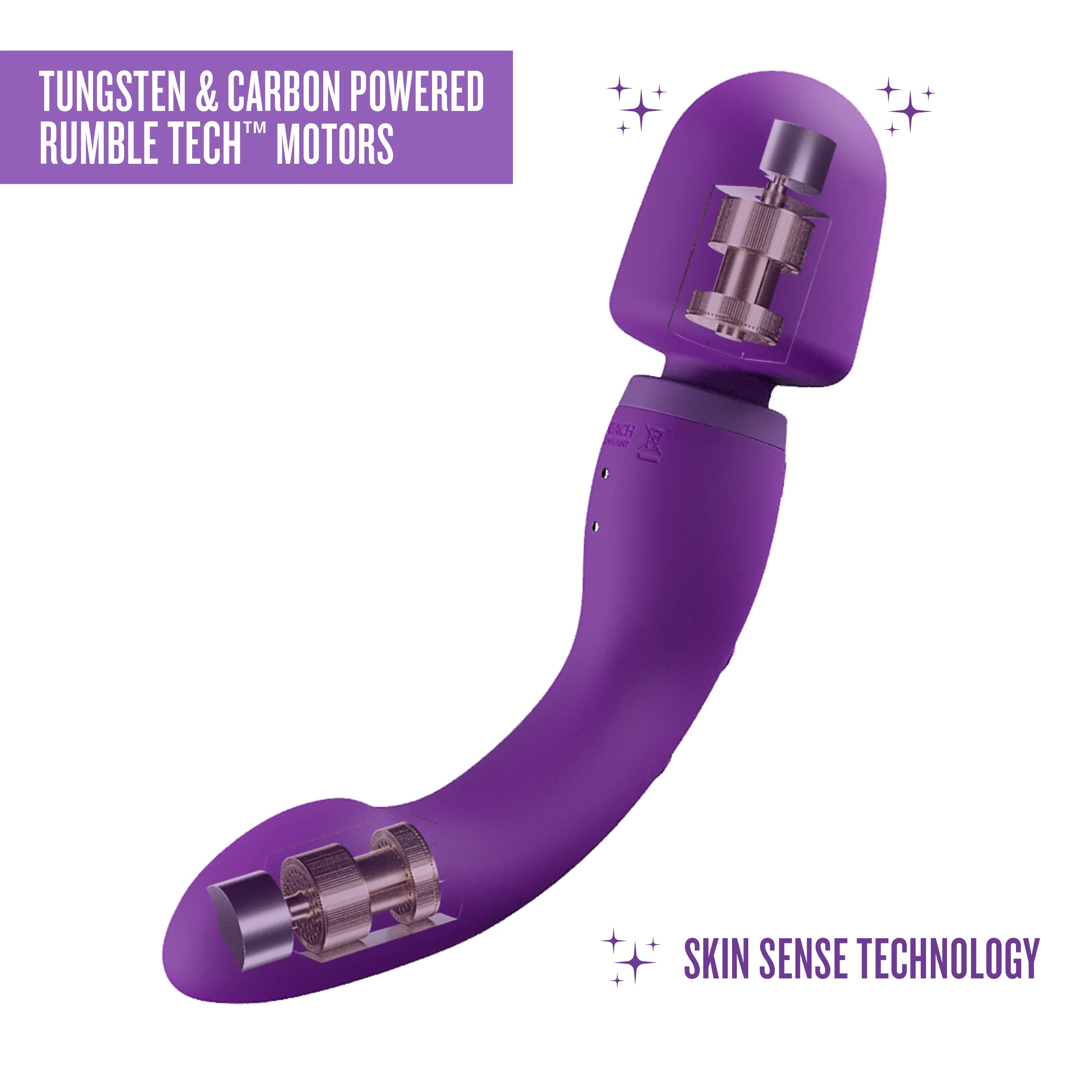 Blush Wellness Dual Sense - Innovative Touch Sensitive Ultra Soft Silicone Massage Wand - Target Sore Muscles- 10 Powerful Rumbly Vibration Functions On Both Ends of Massager - IPX7 Waterproof