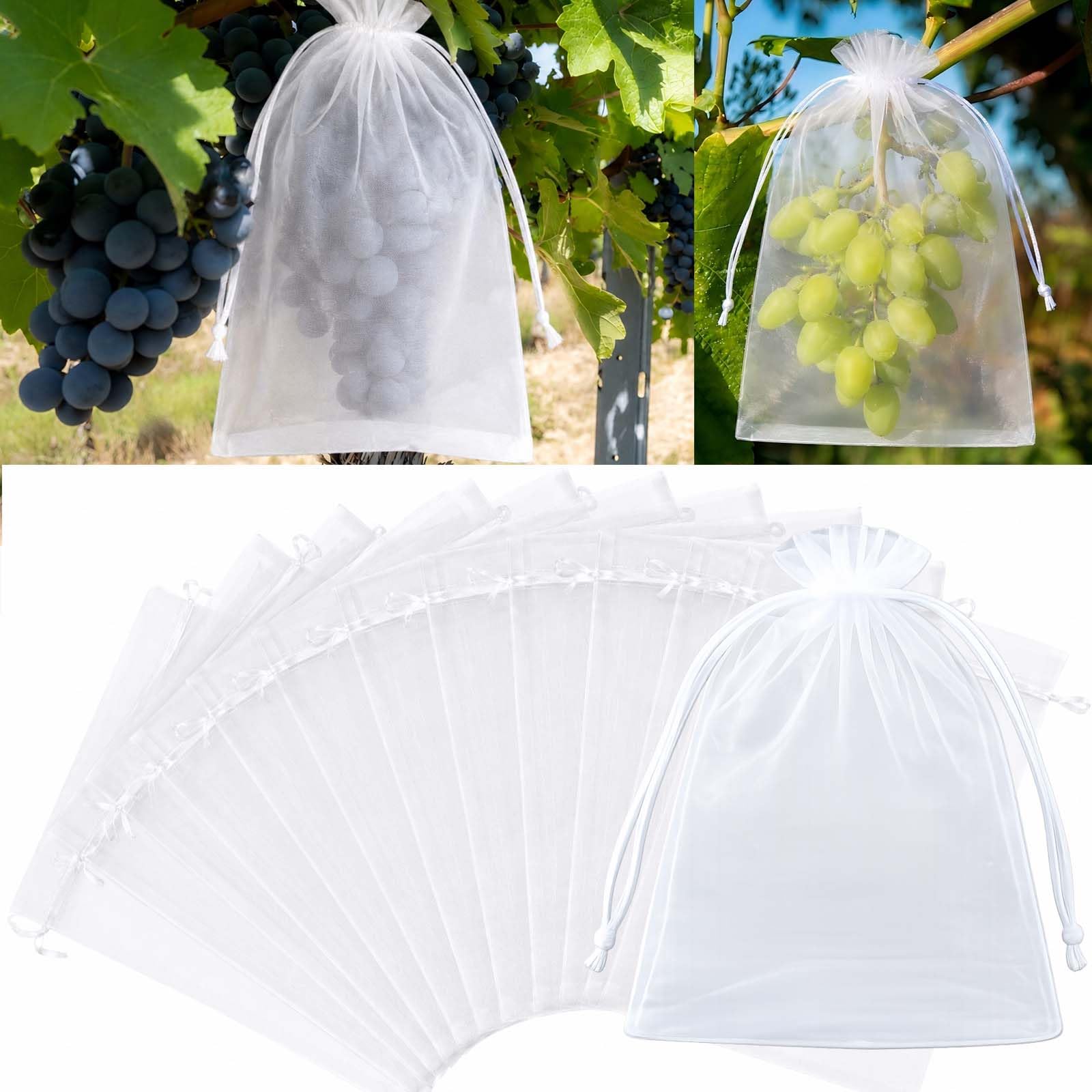 100 Piezas Bolsas para Uvas en Parra, 30 x 40 cm Bolsas Protectoras para Uvas, Bolsa de Protección de Frutas con Cordón, Bolsas Proteccion Uvas para Proteger contra Pájaros Drosophila Avispas