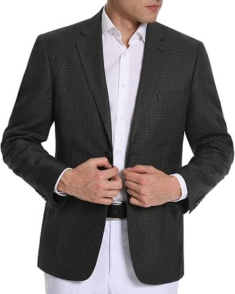 Mens Sport Coat Houndstooth Stretch Classic Fit 2-Button Blazer | Big and Tall suit jacket sizes 36 to 62 Regular and Tall for weddings business meetings prom dinners travel and daily wear
