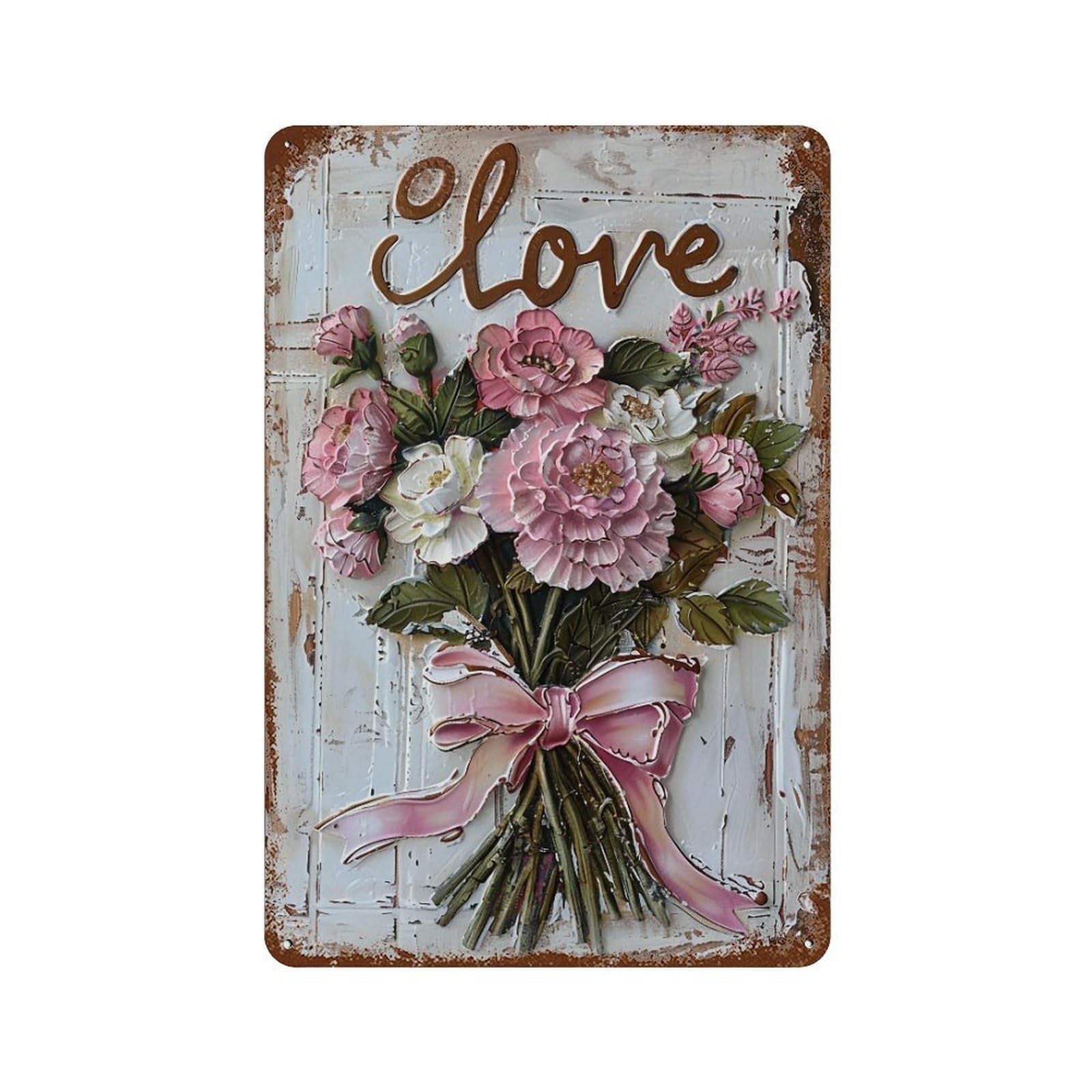 FHUYEURHRY Floral Love Impasto 01 Wall Decor Retro Iron Vintage Art Metal Tin Sign Poster Modern Home Cofffee Club Art Bar Shop Decorations Style-7 30x20cm