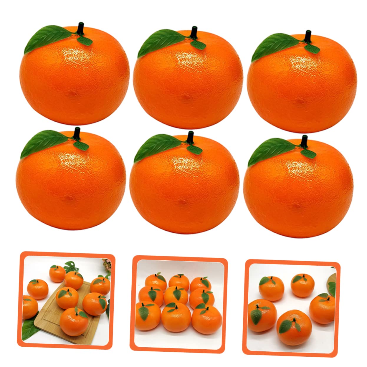 Cabilock 3 Sätze Künstliche Orange Süsse Orangen Gefälschte Orangen Künstliche Früchte Schaufensterdekoration Künstliches Orangenmodell Gefälschte Obst-Foto-Requisiten Schaum 6 Stück * 3