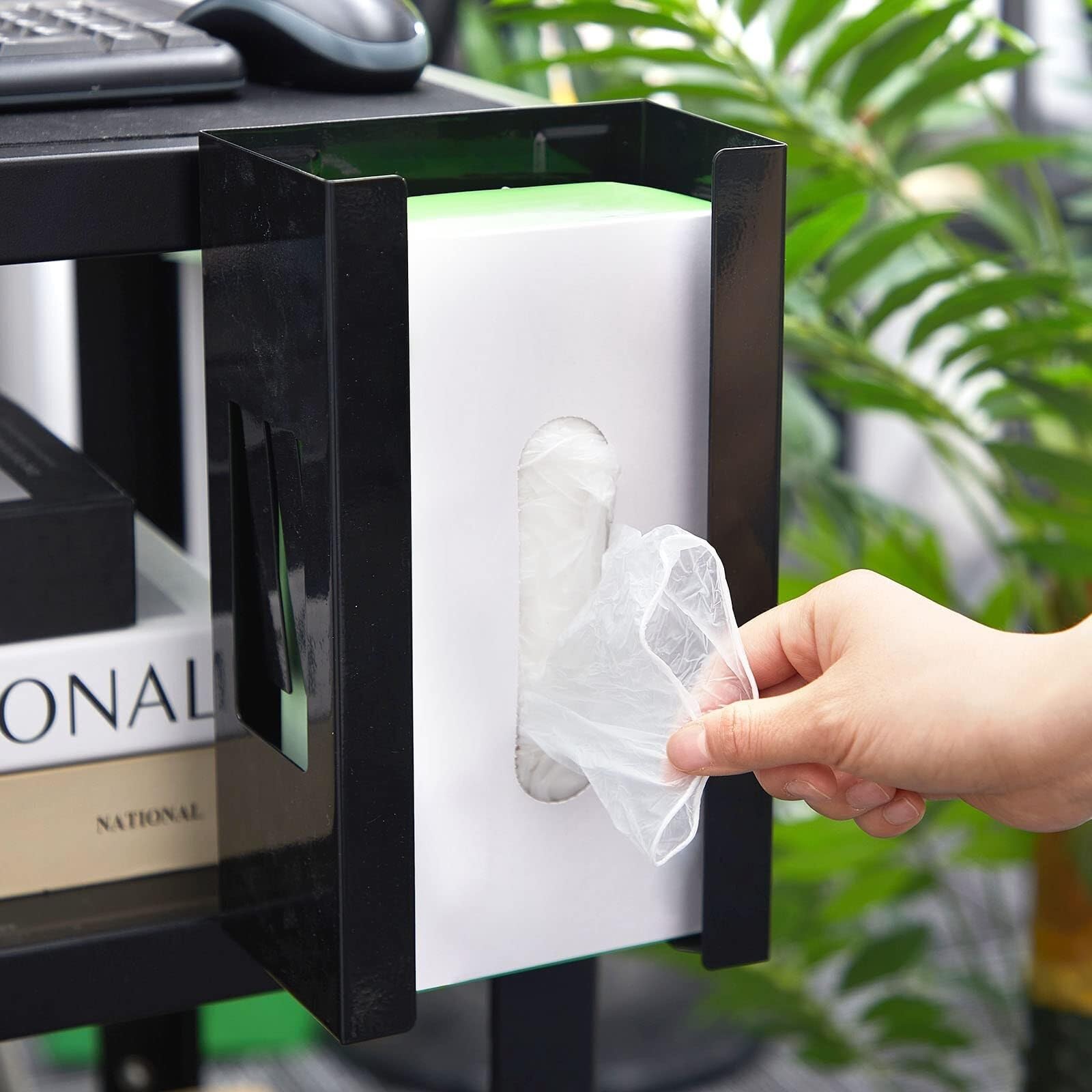 2 soportes magnéticos dispensadores de guantes de montaje en pared de calidad comercial, toallas, toallitas de papel, caja de pañuelos de papel, soporte para cocina, nevera, oficina, talleres, garaje