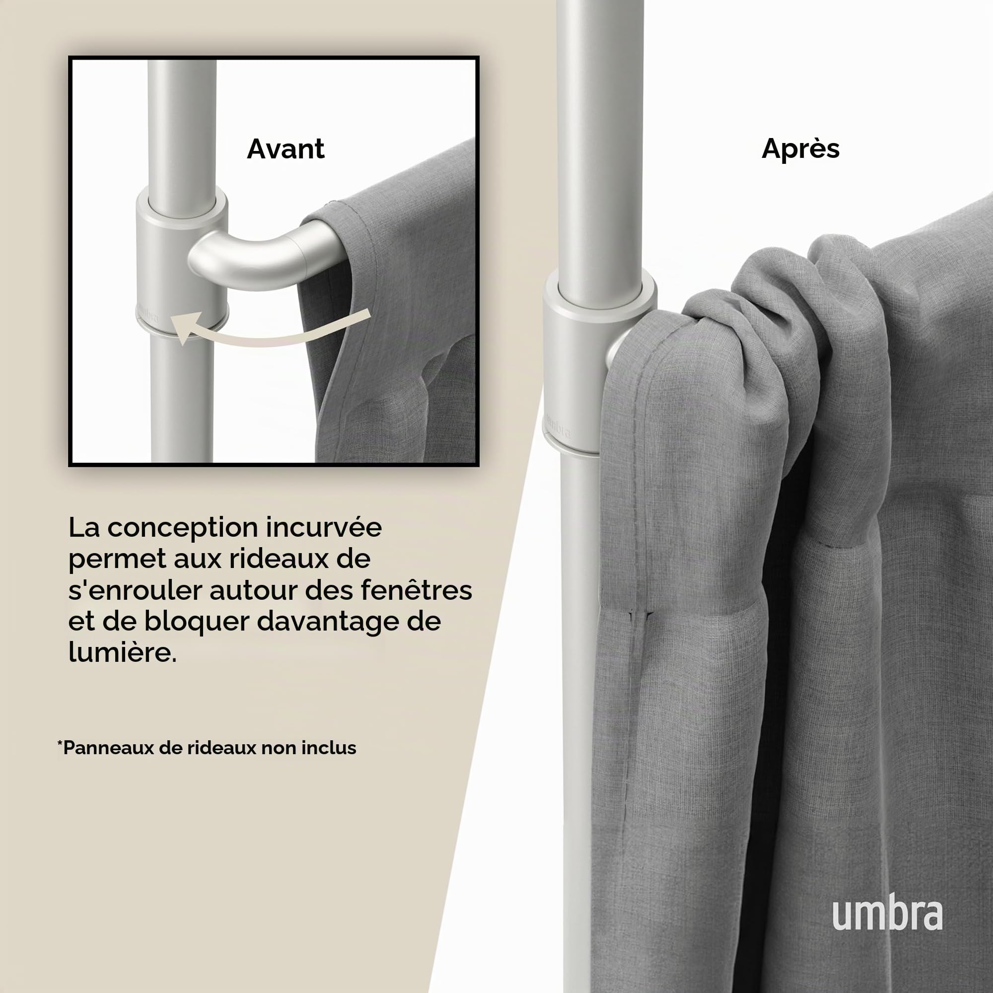Umbra Anywhere Rod. Barre à Rideau sans Percage, pour Fenêtre Ou Séparation de Pièces, Téléscopique en Largeur et Hauteur. Métal Coloris Nickel