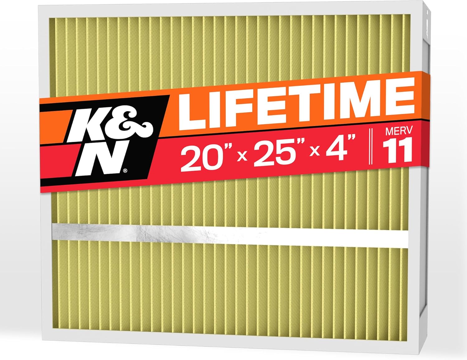 K&N 20X25X4 HVAC Furnace Air Filter, Lasts a Lifetime, Washable, Merv 11, the Last HVAC Filter You Will Ever Buy, Breathe Safely at Home or in the Office, HVC-42025