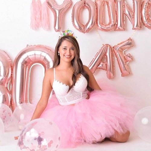 Miniatura 3 de NVENF Diadema de cumpleaños para niña, feliz cumpleaños, corona, pastel, tiara de cumpleaños para niñas, accesorio de cumpleaños