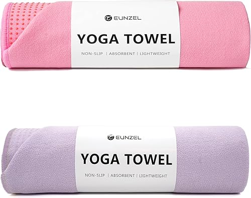 Miniatura 10 de Eunzel Paquete de 2 toallas de yoga caliente con punto de agarre, toalla de tapete de yoga antideslizante absorbente de sudor para yoga caliente,
